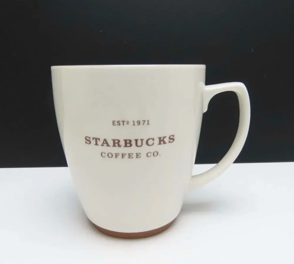 2008 Starbucks Coffee Co ESTD 1971 White Brown Ceramic Mug